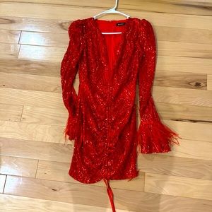 Red sequin dress